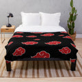 Black and red cloud-patterned plush blanket