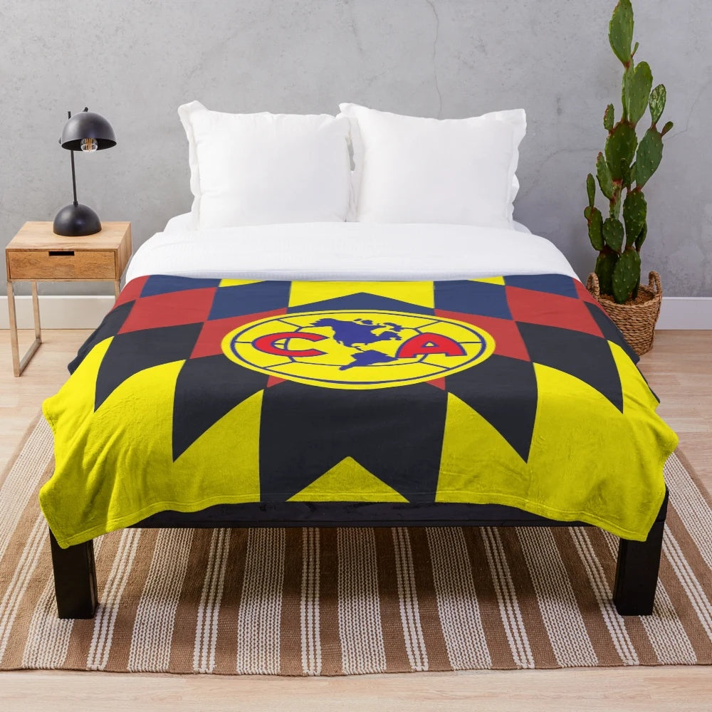 Club America themed plush blanket with team colors and logo