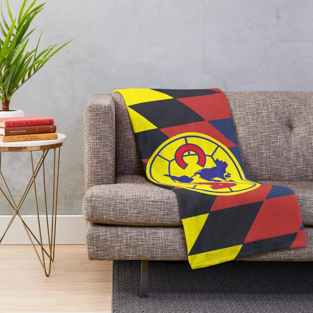 Club America themed plush blanket with team colors and logo