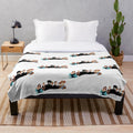 Plush blanket featuring Clue movie characters and Cantonese cuisine motifs