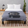 Cockapoo plush blanket with black doodle dog design