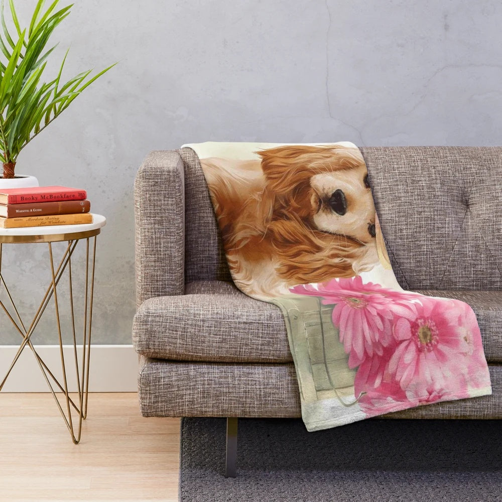 Cocker Spaniel Plush Blanket with Soft, Fluffy Fabric