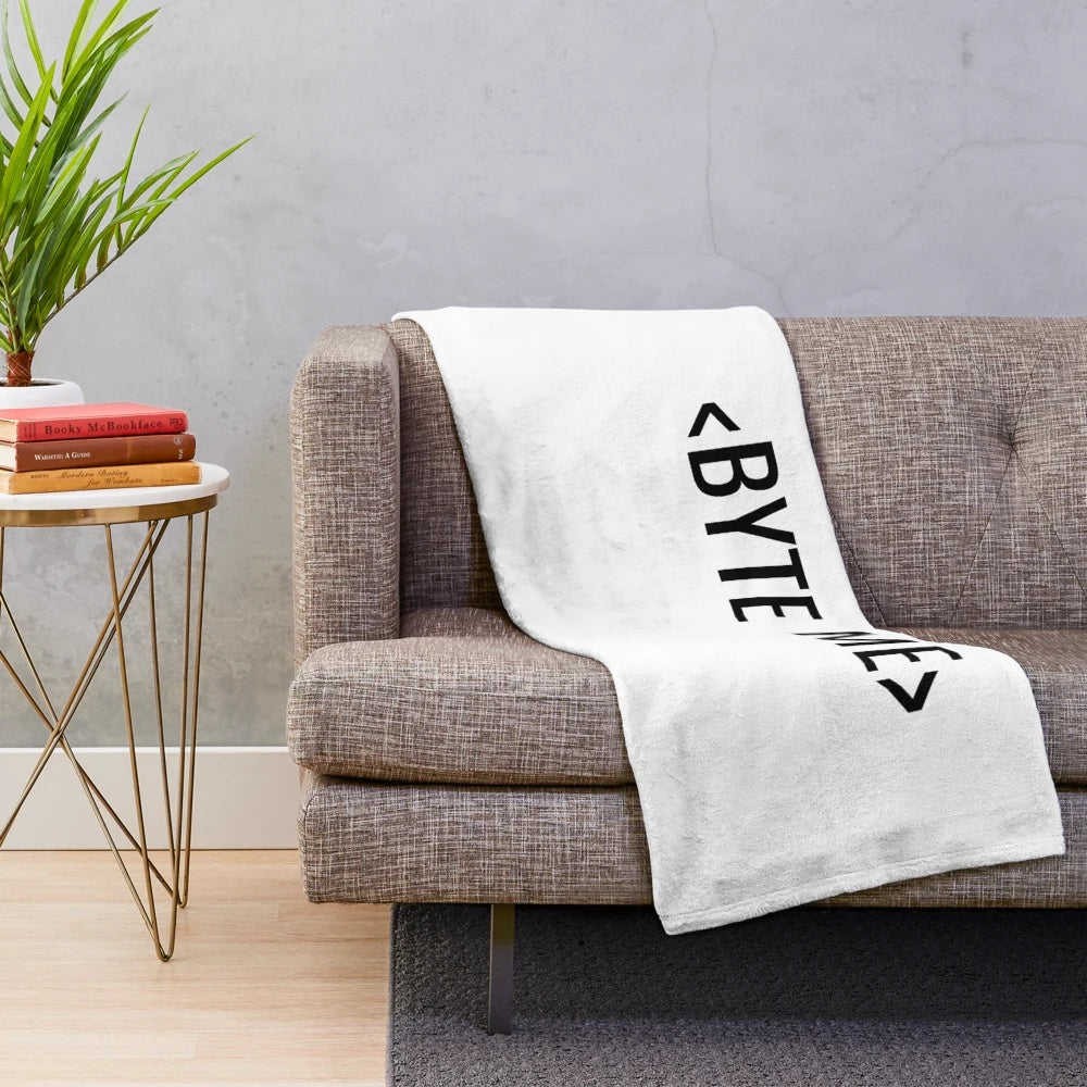 Plush blanket with code-inspired design for computer programmers and developers