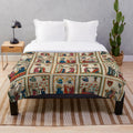 Codex Manesse inspired plush blanket with medieval art and music motifs