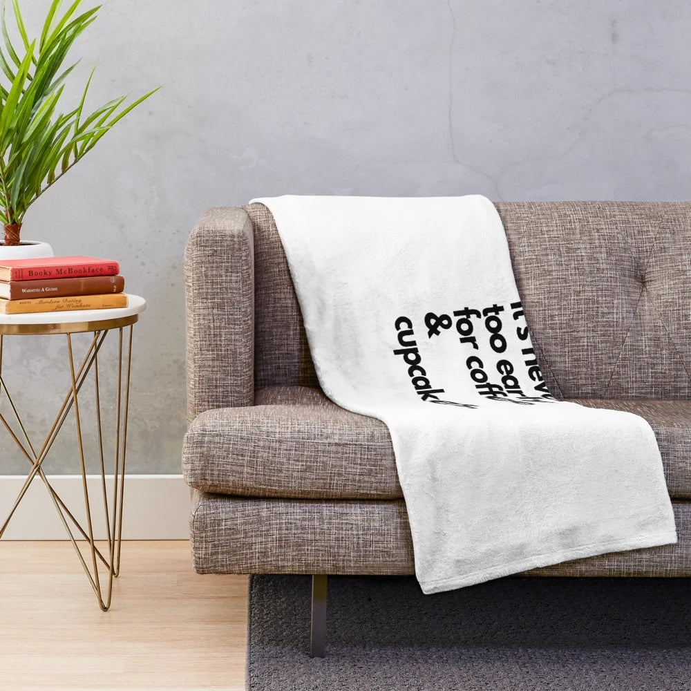 Plush blanket with coffee and cupcake design for baking enthusiasts
