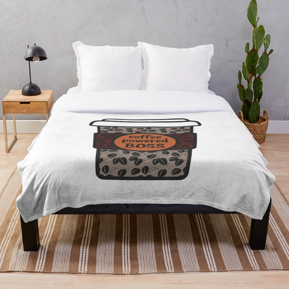 Coffee Boss Plush Blanket for Coffee Lovers and Office Decor
