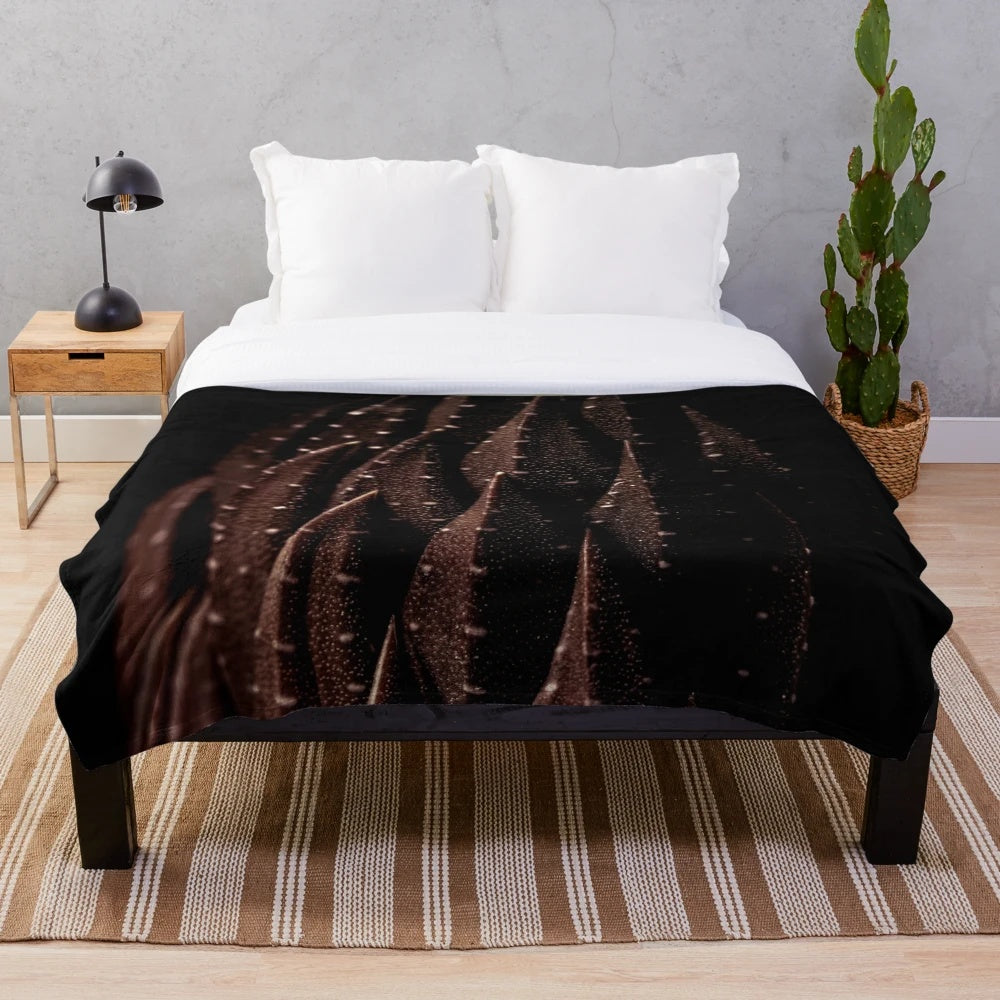 Coffee brown cactus plush blanket