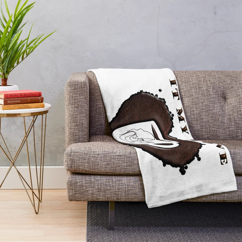 Cozy plush blanket with coffee and heart design