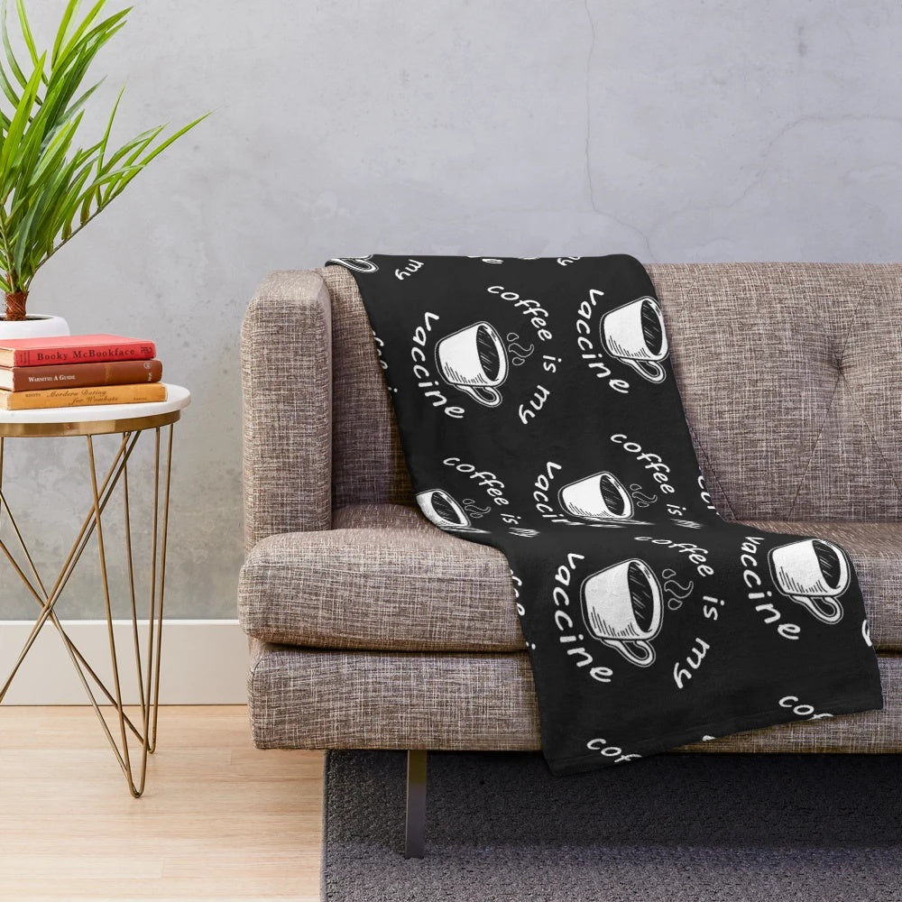 Coffee themed plush blanket for coffee lovers
