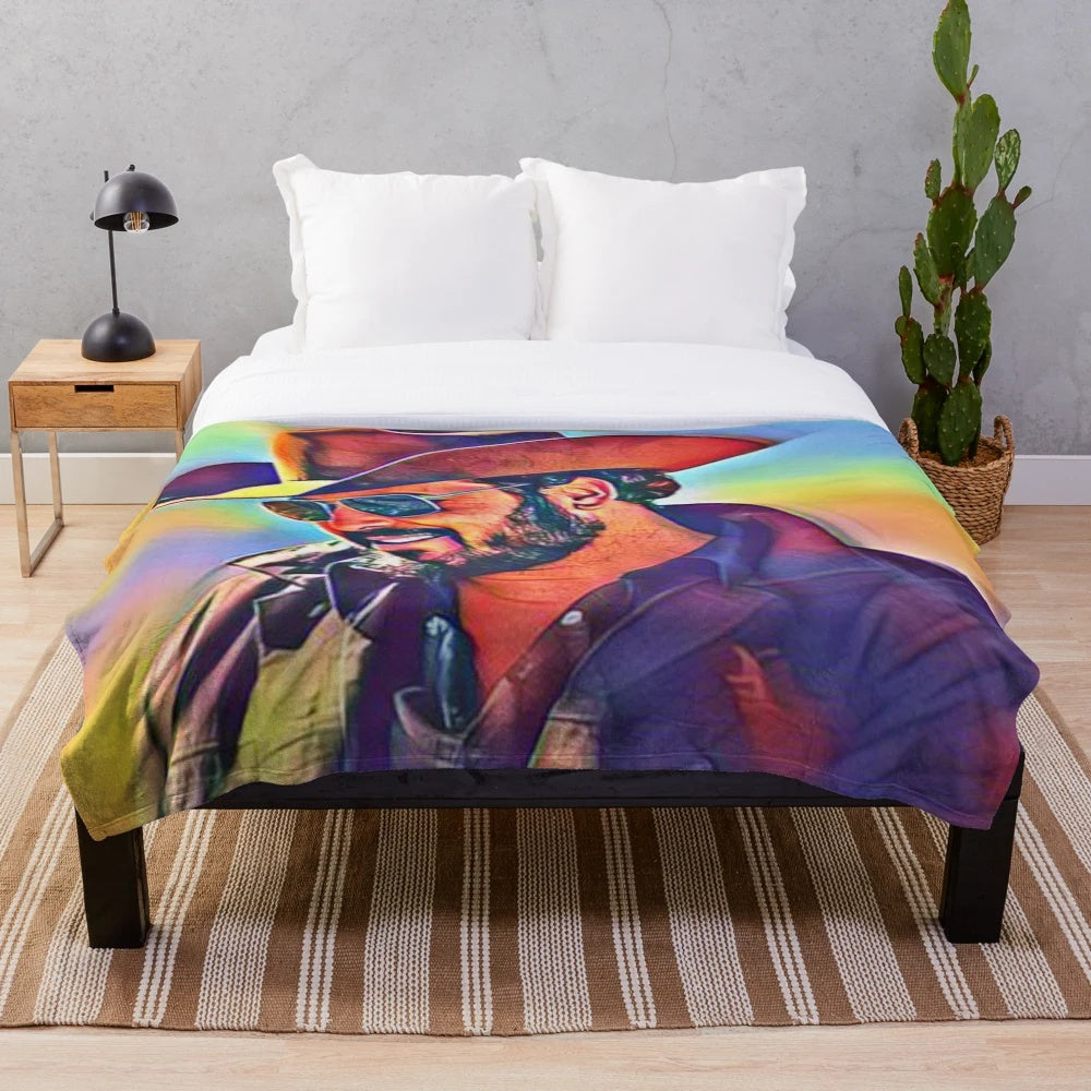 Cole Hauser Inspired Plush Blanket - Yellowstone Themed Cowboy Blanket