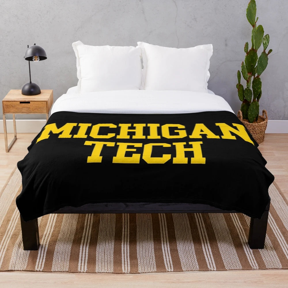 Michigan Tech-inspired plush blanket with college font design