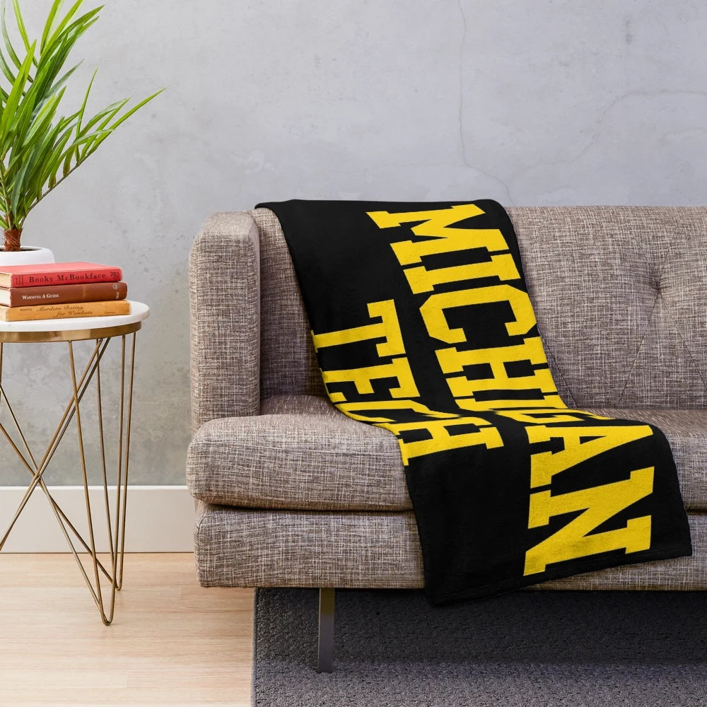 Michigan Tech-inspired plush blanket with college font design