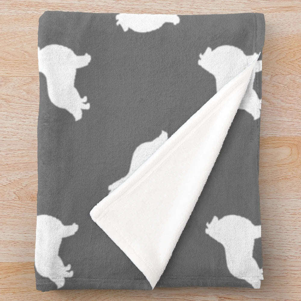 Collie dog breed silhouette plush blanket