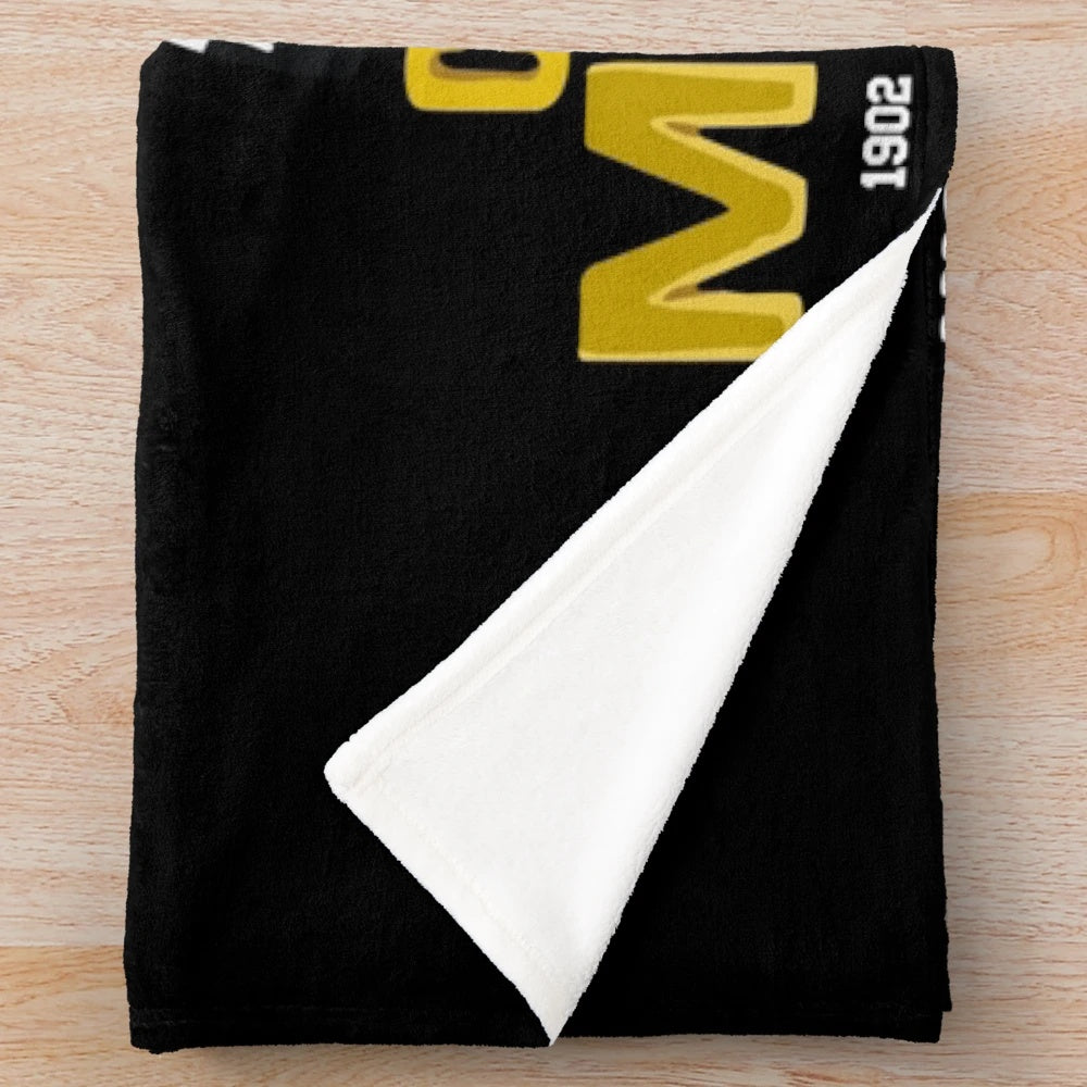 Collingwood-inspired plush blanket with AFL team colors and logo