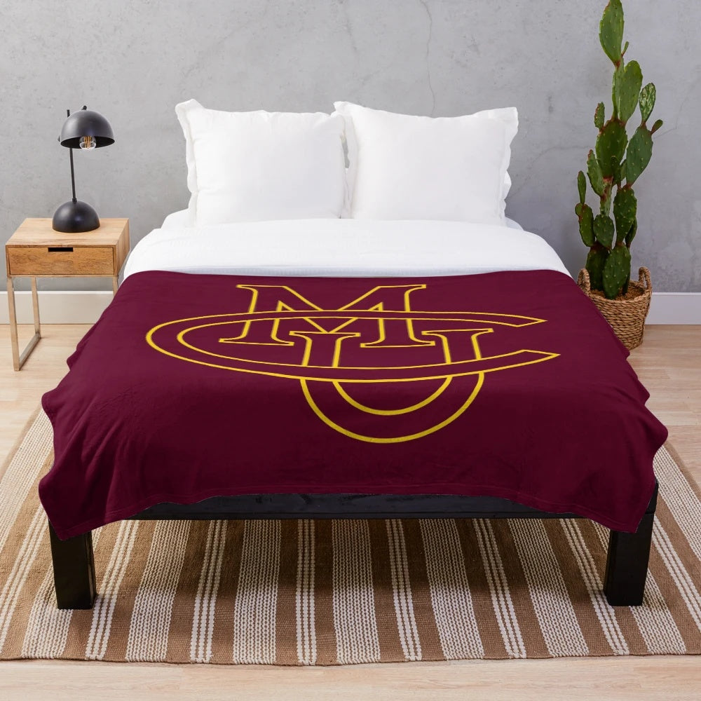 Colorado Mesa Maverick-themed plush blanket with university logo