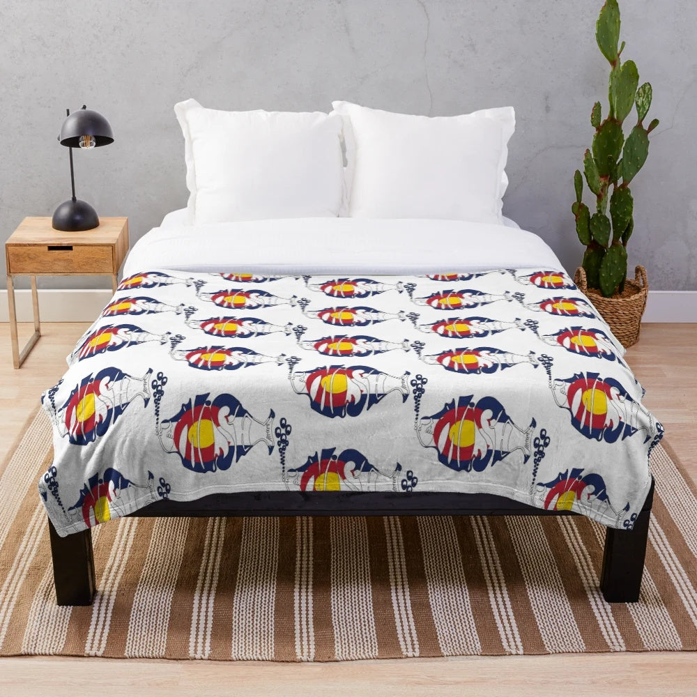 Colorado Phish plush blanket with phish band logo and Colorado design