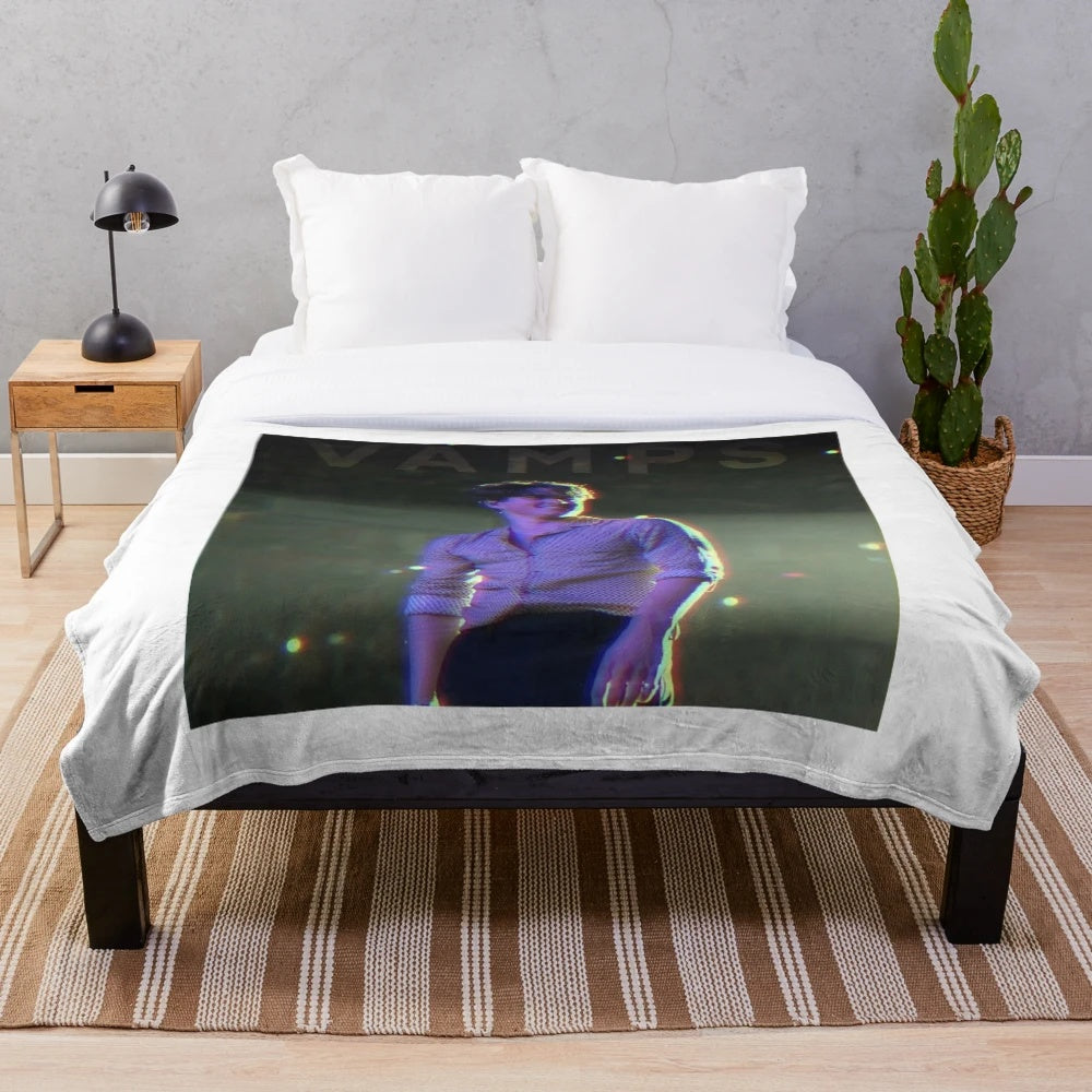 Cozy and colourful plush blanket featuring The Vamps band members