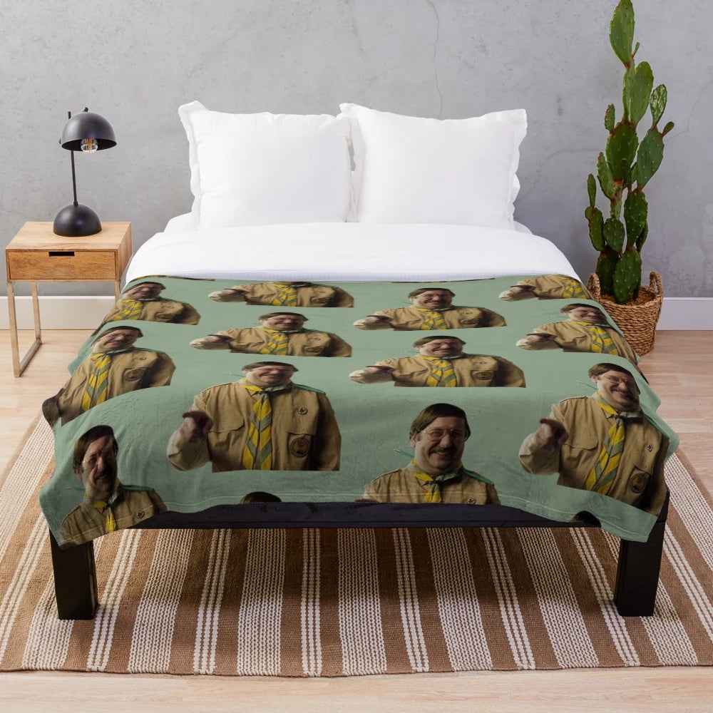 Cozy plush blanket featuring characters from the BBC comedy series Ghosts