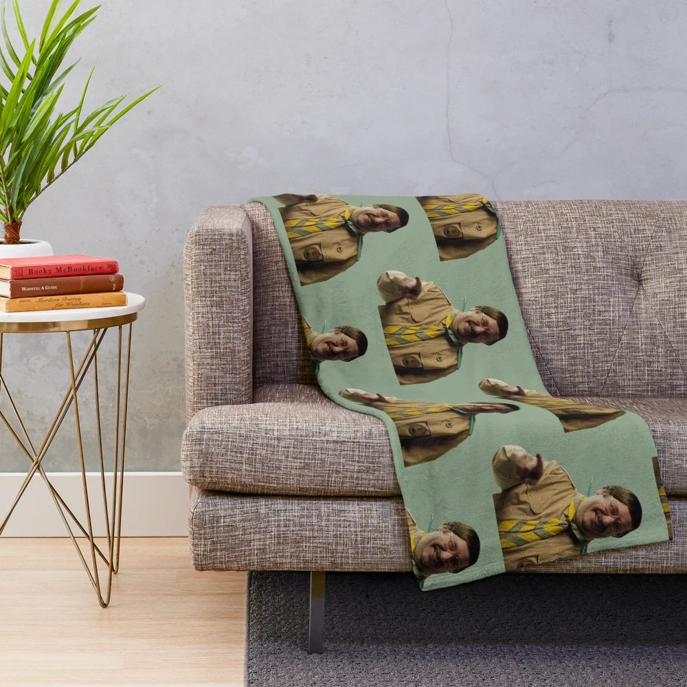 Cozy plush blanket featuring characters from the BBC comedy series Ghosts