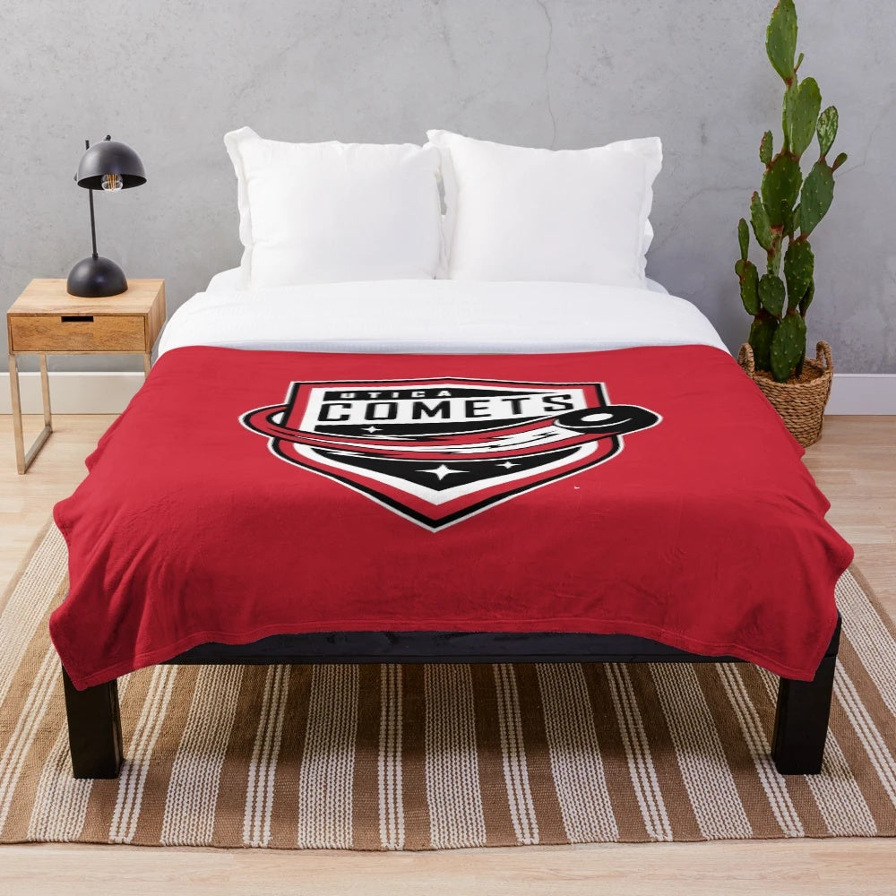 Cozy Comet Plush Blanket with Utica Sports Logo