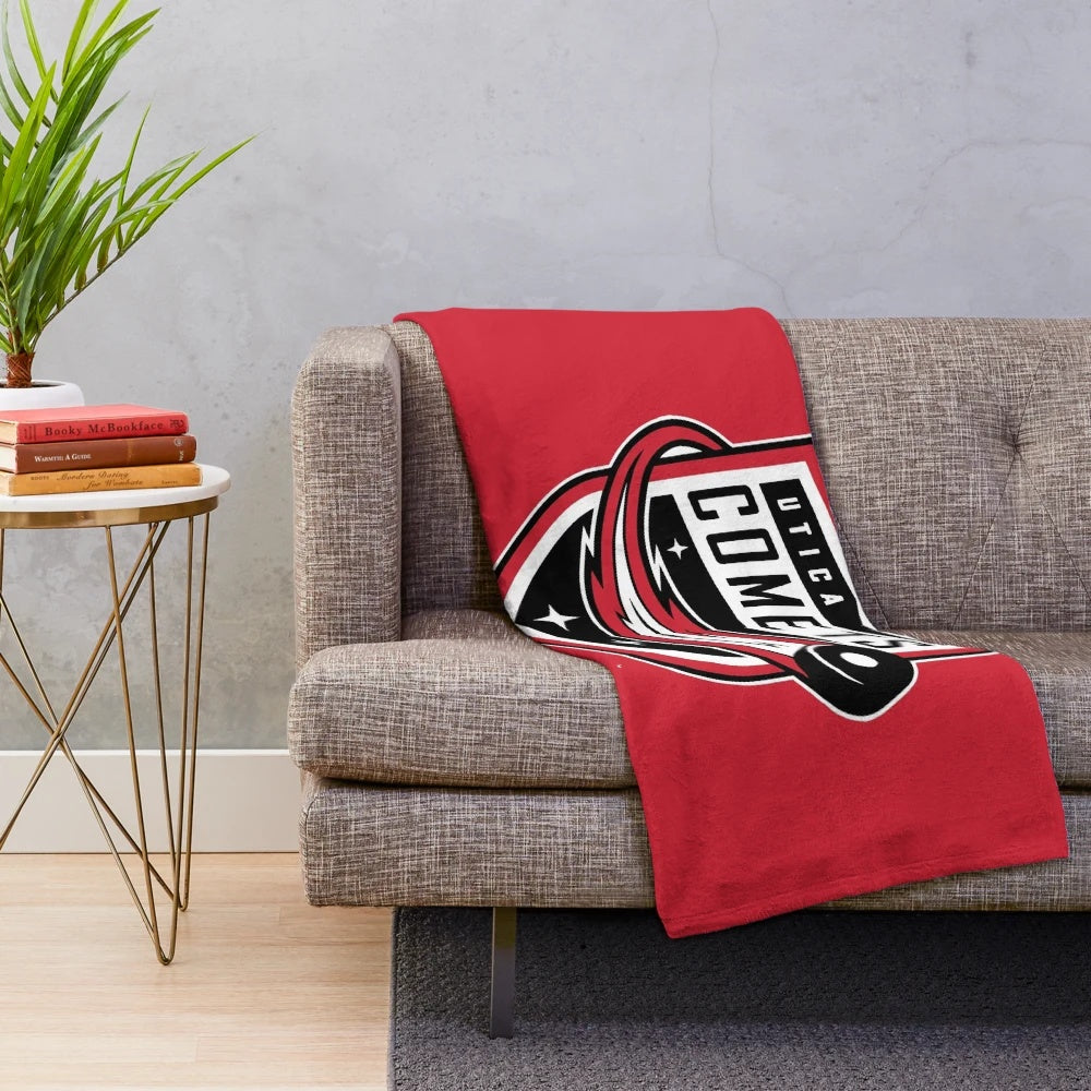 Cozy Comet Plush Blanket with Utica Sports Logo