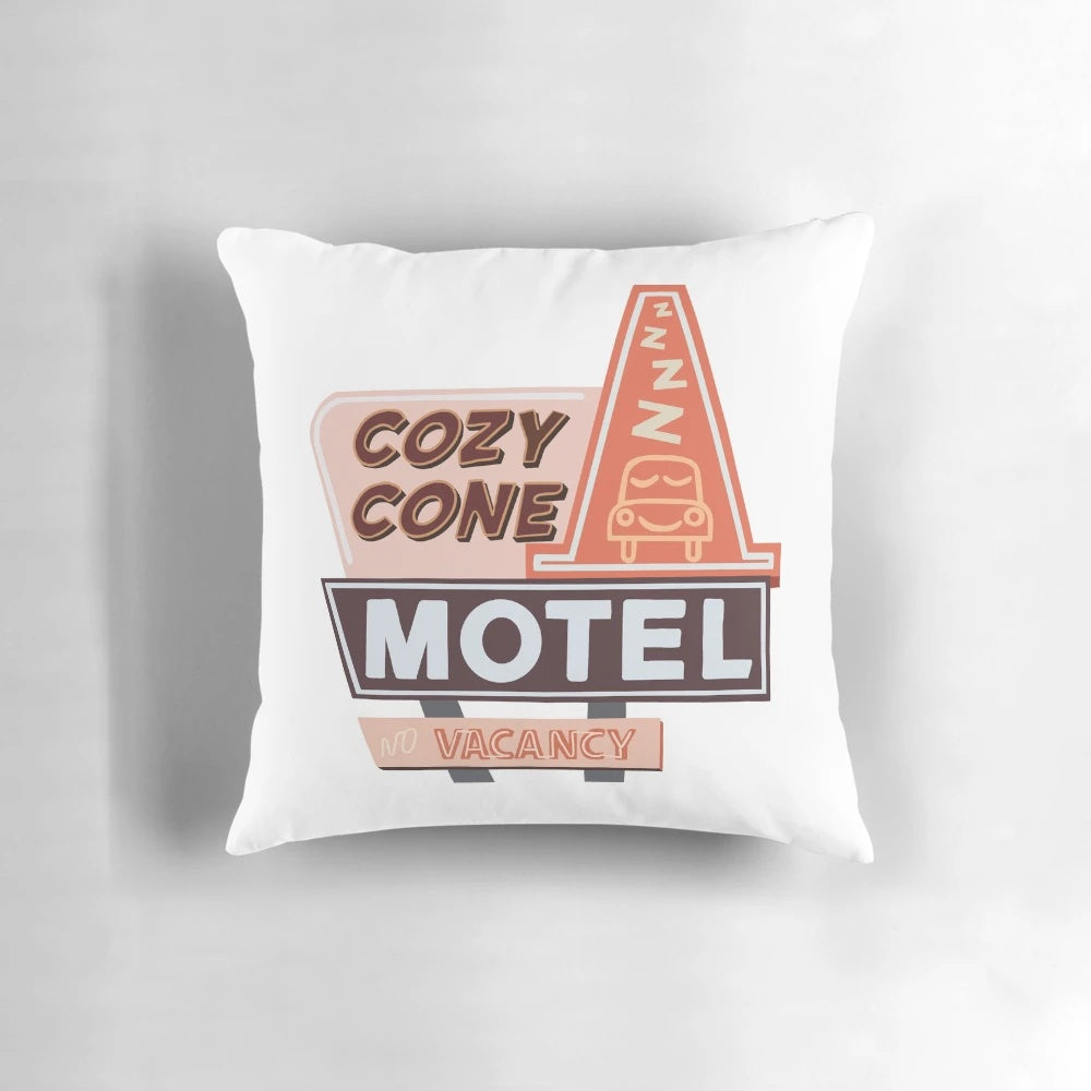 Cozy Cone Motel Disney Pillow featuring the iconic Cars movie landmark