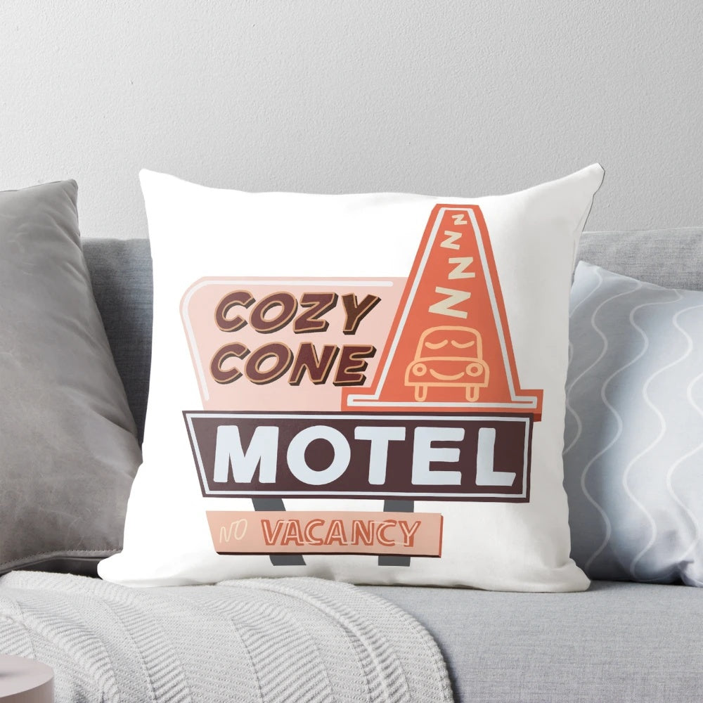 Cozy Cone Motel Disney Pillow featuring the iconic Cars movie landmark