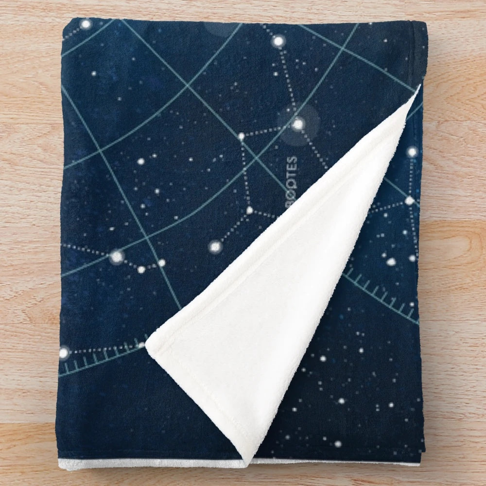 Cozy plush blanket featuring a detailed constellation star map design