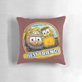 Plush pillow featuring an excavator and bulldozer design, inspired by the popular children's show "The Stinky and Dirty Show"