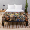 Plush blanket with cooking-themed design, featuring Florence Pugh