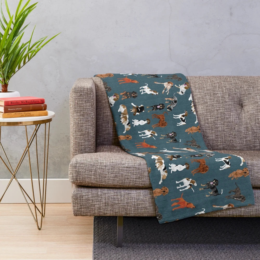 Coonhound Plush Blanket - Cozy Hound Dog Throw Featuring Redbone, Black and Tan, and Other Coonhound Breeds