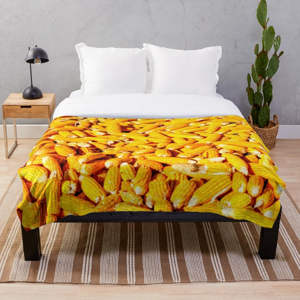 Soft and cuddly corn on the cob plush blanket