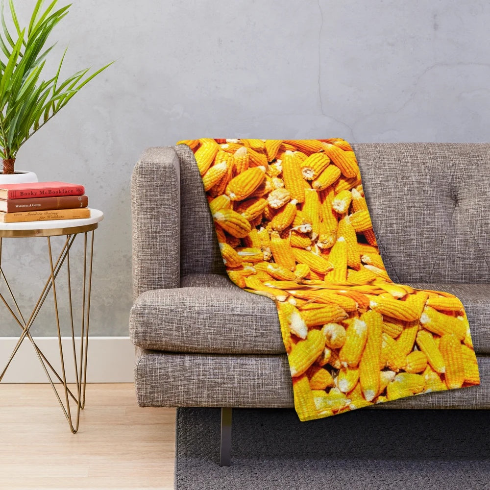 Soft and cuddly corn on the cob plush blanket