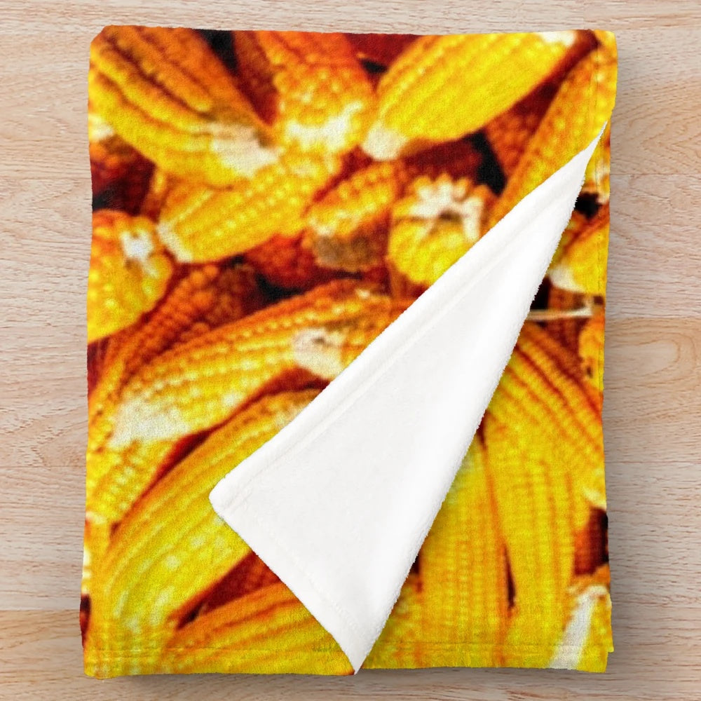 Soft and cuddly corn on the cob plush blanket