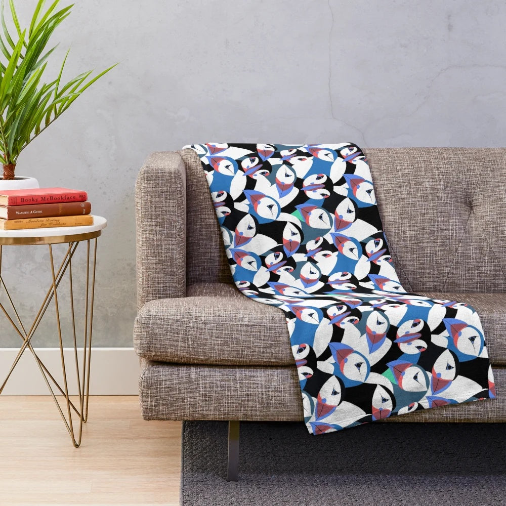 Soft and cuddly blue puffin plush blanket