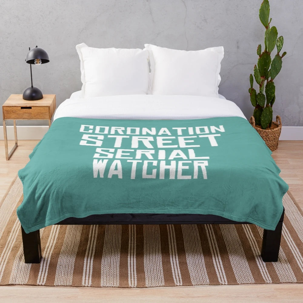Coronation Street themed plush blanket with pop art design
