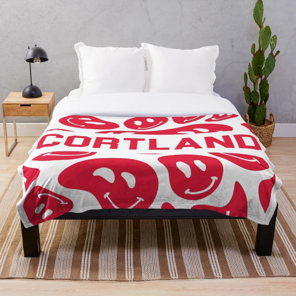 Cortland-inspired plush blanket with a trendy, aesthetic design