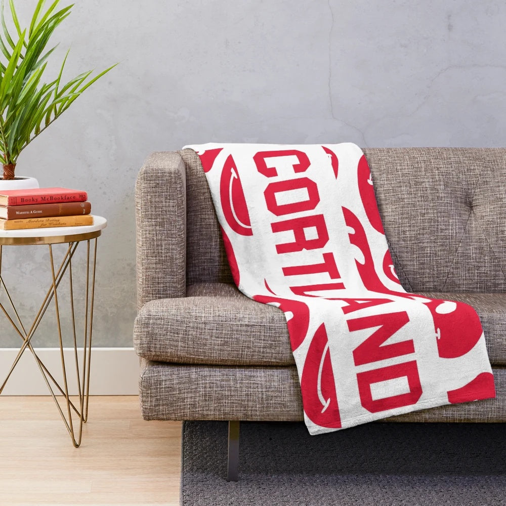 Cortland-inspired plush blanket with a trendy, aesthetic design
