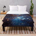 Blue nebula stars space plush blanket