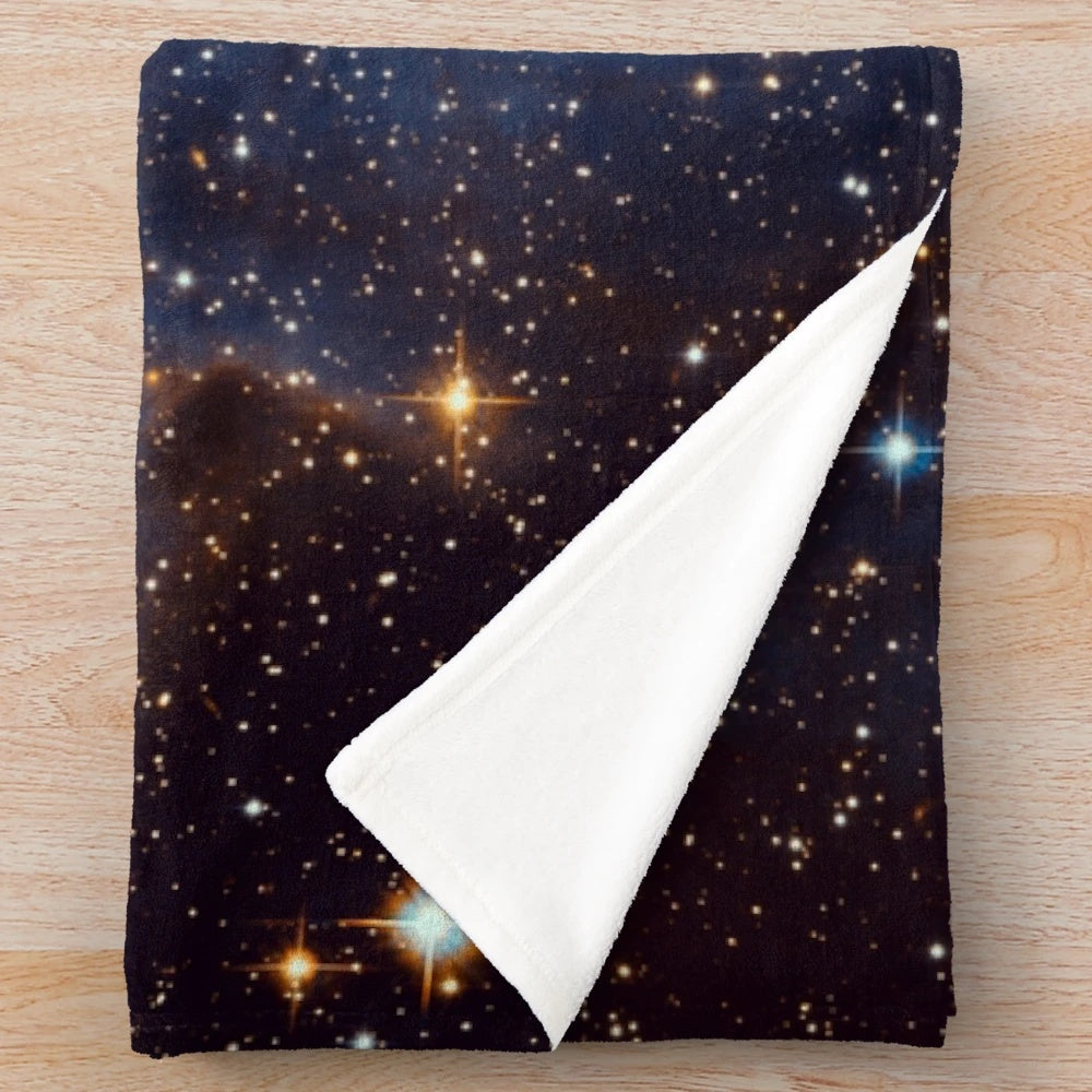 Blue nebula stars space plush blanket
