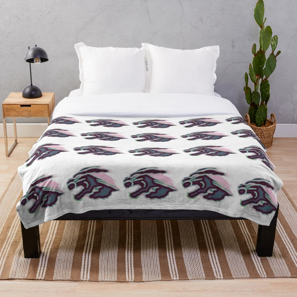 Cougar plush blanket featuring colorful, abstract artwork of a cougar, a legendary animal.