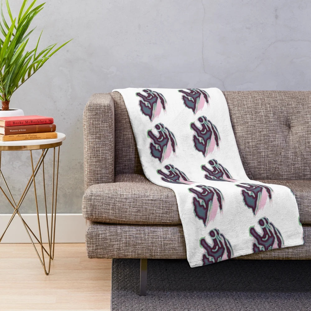 Cougar plush blanket featuring colorful, abstract artwork of a cougar, a legendary animal.