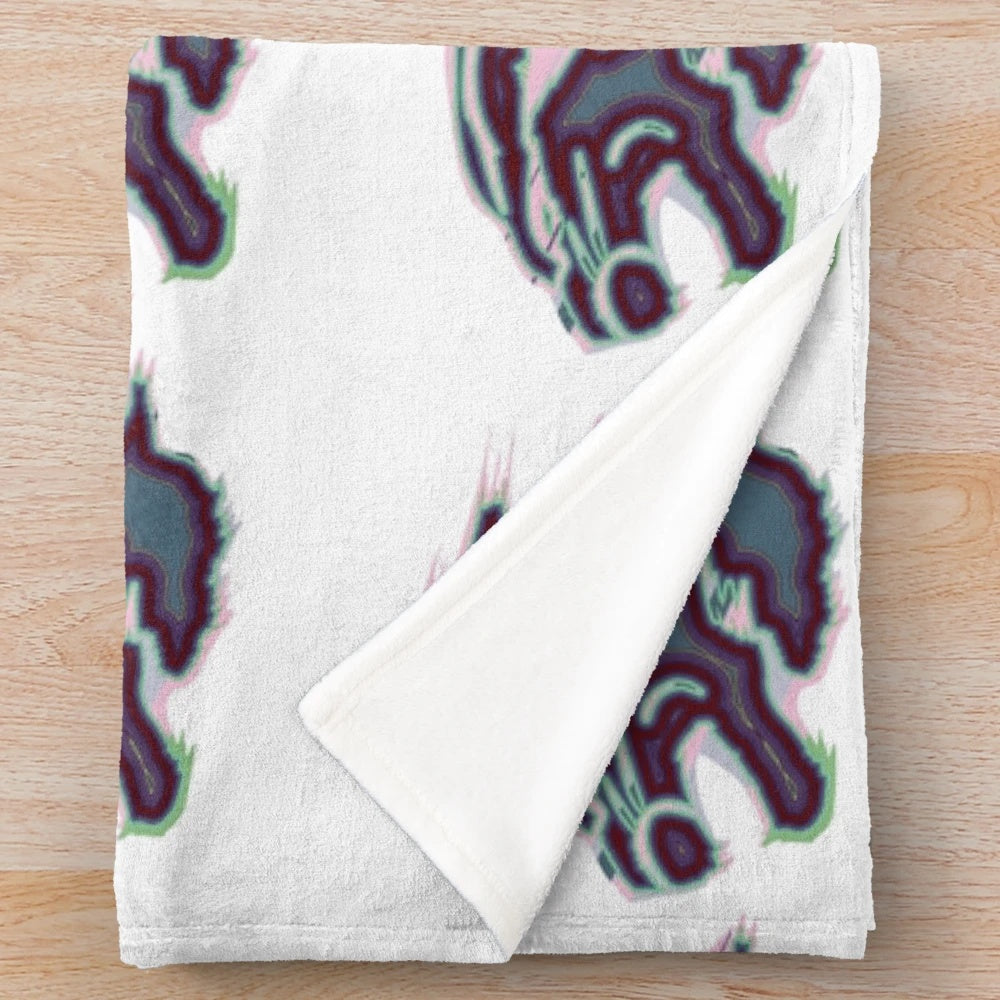 Cougar plush blanket featuring colorful, abstract artwork of a cougar, a legendary animal.