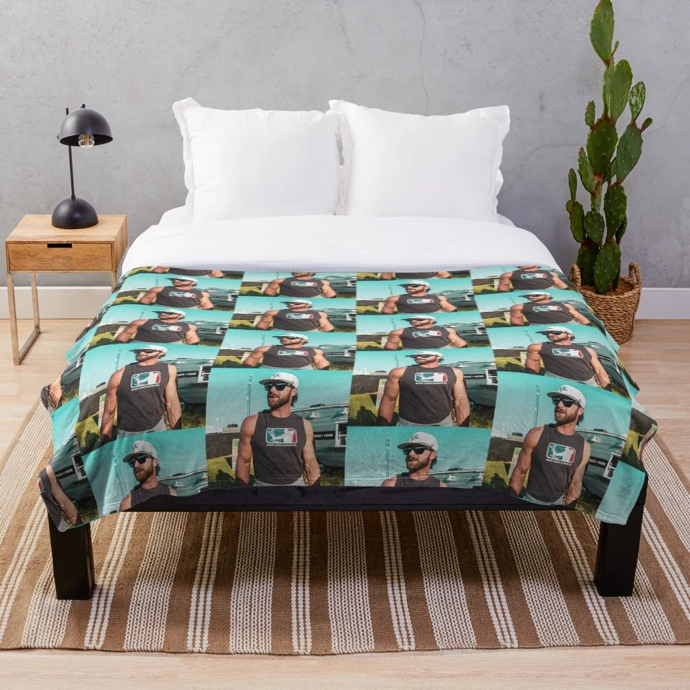 Riley Green country music inspired plush blanket