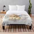 Plush blanket featuring a country-inspired design with a dog and pheasant
