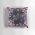 A plush, heart-shaped pillow featuring the character Arthur Morgan from the Red Dead Redemption video game series.