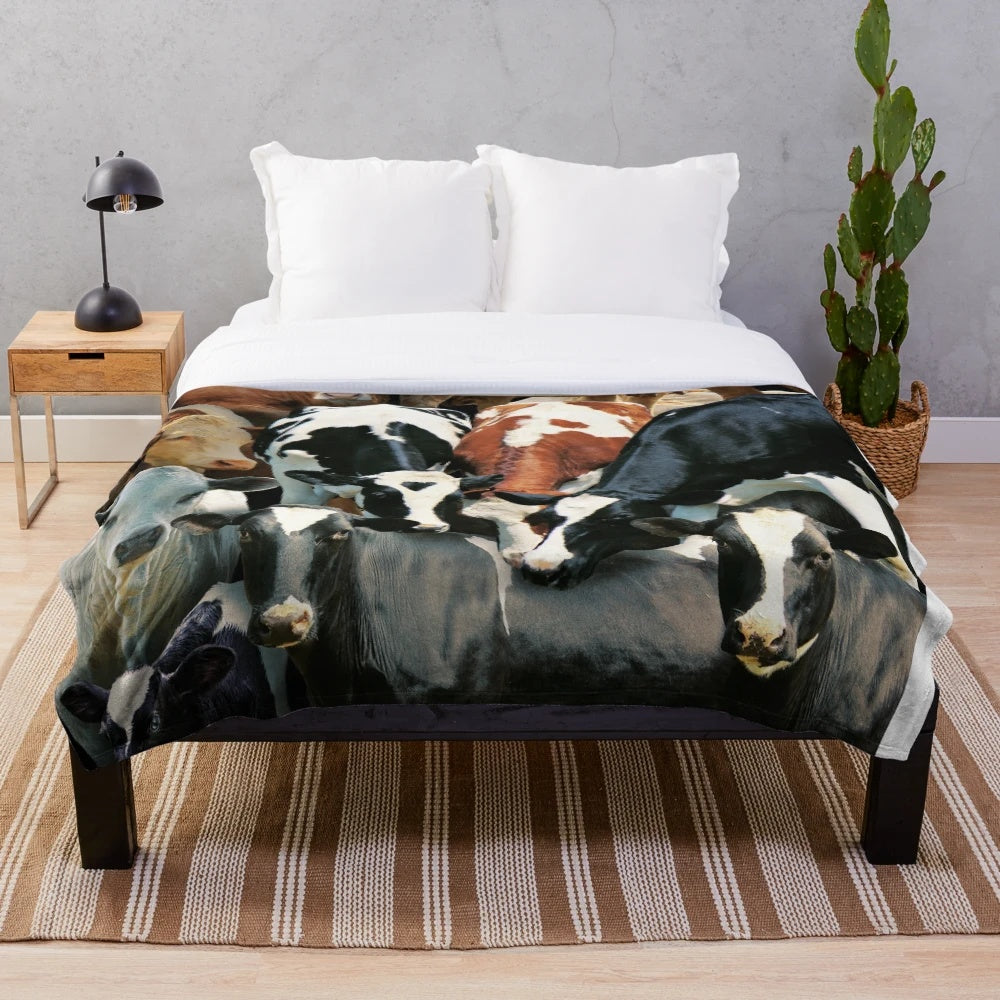 Soft and Fluffy Cows Plush Blanket