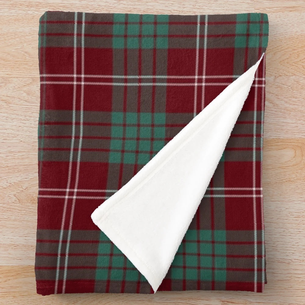 Crawford tartan plush blanket with clan crest design