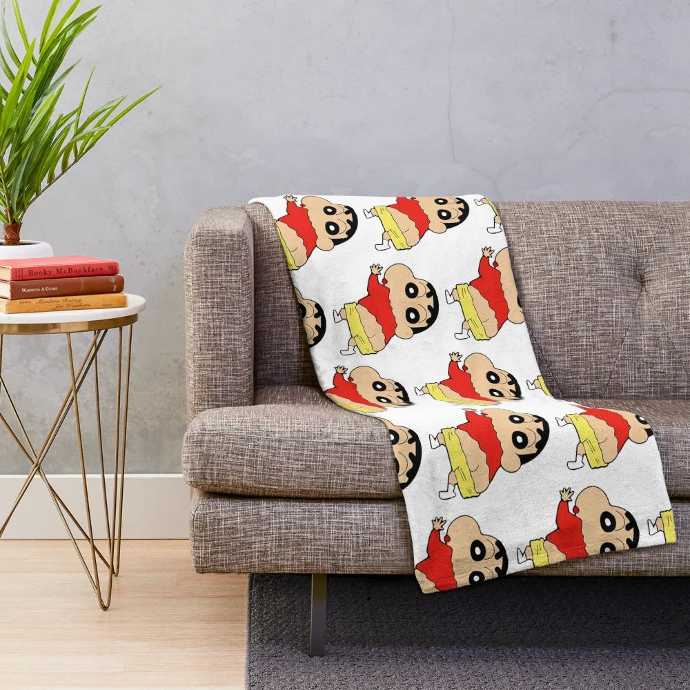 Crayon Shin-Chan plush blanket with cute cartoon characters