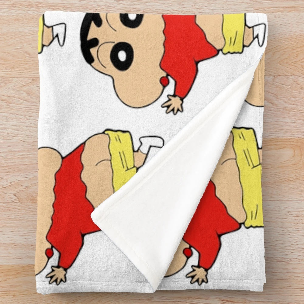 Crayon Shin-Chan plush blanket with cute cartoon characters